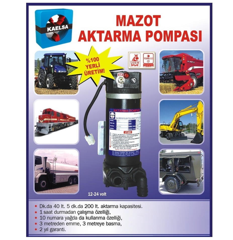 Kaelsa 24 Volt Mazot Pompası teknik veri 1